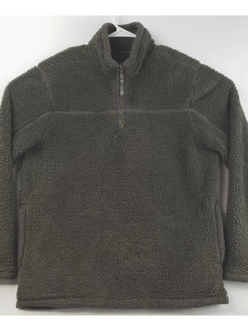 Alpine Sherpa Sweater Mens Large Olive Classic 1/4 Zip Pullover